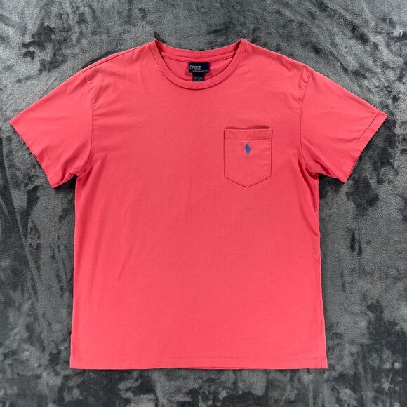 Polo Ralph Lauren T Shirt Men M Pink Salmon Single Stitch Pocket Vintage 90s Y2K - Picture 8 of 8